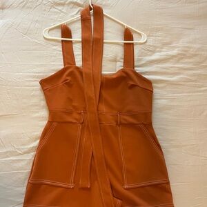 Rust Orange Sleeveless Jumpsuit